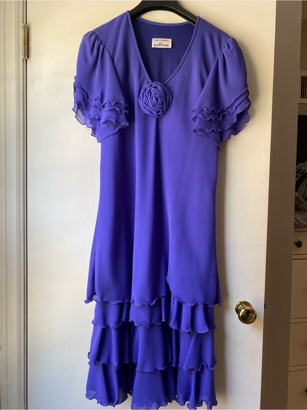 Vintage Ann Hobbs for Cattiva   Violet Tiered Ruffle Dress-original owner
